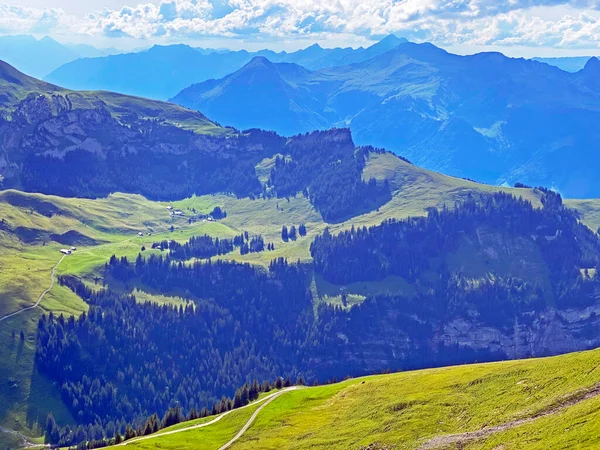 Alpské Louky Pastviny Svazích Pohoří Uri Alpy Melchtal Kanton Obwald — Stock fotografie