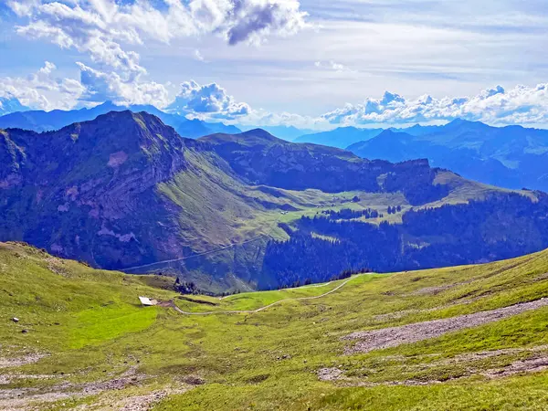 Alpinängar Och Betesmarker Sluttningarna Bergsmassivet Uri Alperna Melchtal Kanton Obwald — Stockfoto