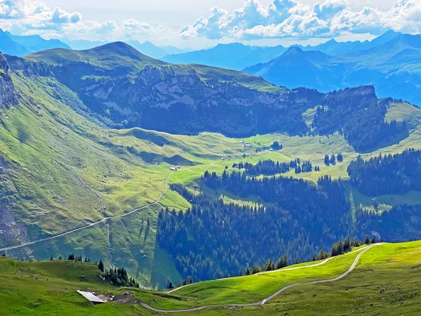 Almwiesen Und Weiden Den Hängen Der Urner Alpen Melchtal Kanton — Stockfoto