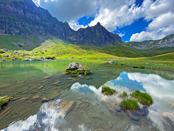 Lago Alpino Blausee Blue Lake Nel Massiccio Delle Alpi Uri — Foto Stock