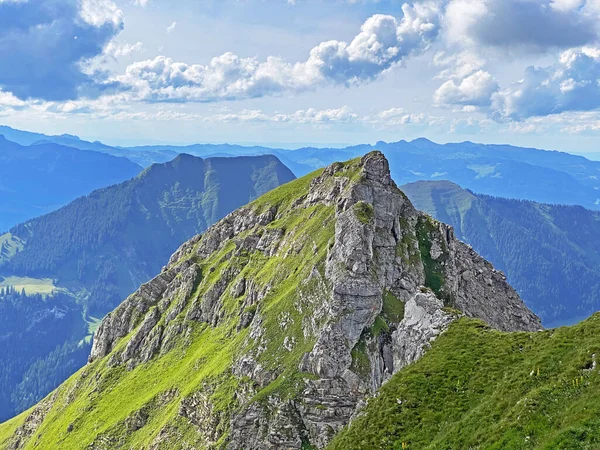 Pico Alpino Seefeldstock Sobre Lago Seefeldsee Macizo Montaña Los Alpes — Foto de Stock