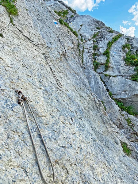 Bergsklättring Skyltar Och Markeringar Sluttningarna Melchtal Alpina Dalen Och Uri — Stockfoto