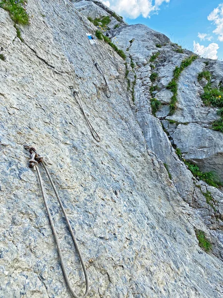 Mountaineering Signposts Markings Slopes Melchtal Alpine Valley Uri Alps Mountain — Stock Photo, Image