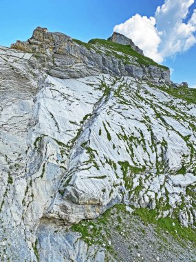 Alp tepesi Bruenighaupt (veya Brunighaupt) Melchtal vadisinde (veya Melch vadisinde) ve Uri Alpleri dağ kitlesi, Melchtal - Obwald Kantonu, İsviçre (Kanton Obwalden, Schweiz)