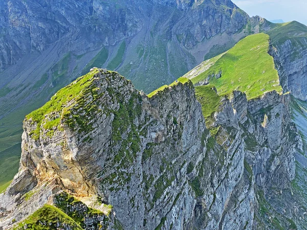 Szczyt Alpejski Chli Haupt Murmelchopf Nad Doliną Melchtal Lub Doliną — Zdjęcie stockowe