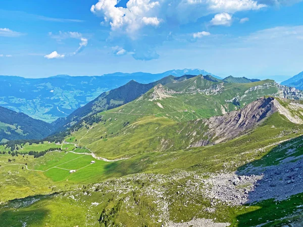 Panorama Pico Alpino Bruenighaupt Brunighaupt Acima Vale Melchtal Vale Melch — Fotografia de Stock