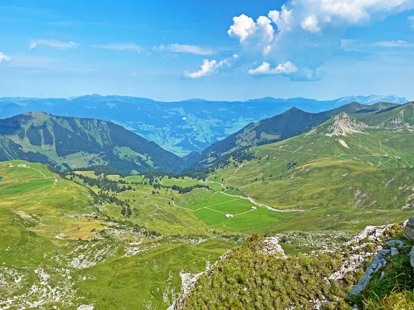 Panorama Vanaf Bergtop Bruenighaupt Brunighaupt Boven Het Melchtal Dal Melch — Stockfoto
