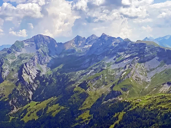 Panorama Dalla Vetta Alpina Bruenighaupt Brunighaupt Sopra Valle Melchtal Valle — Foto Stock