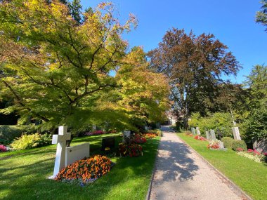 Mezarlığa park et Fluntern / Der Friedhof Fluntern, Zurichberg (Zuerichberg) İlçesi - Zürih (Zuerich), İsviçre / Schweiz