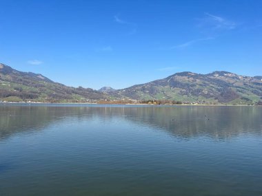 İsviçre 'de Schwyz, İsviçre' de bulunan Lauerzersee im Talkessel von Schwyz, Schweiz