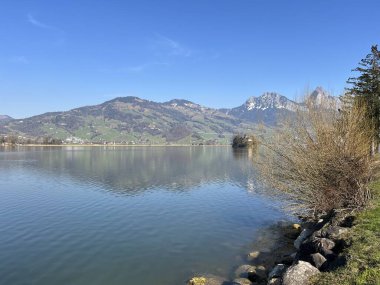 İsviçre 'de Schwyz, İsviçre' de bulunan Lauerzersee im Talkessel von Schwyz, Schweiz