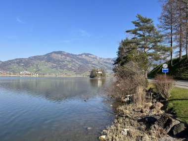 İsviçre 'de Schwyz, İsviçre' de bulunan Lauerzersee im Talkessel von Schwyz, Schweiz