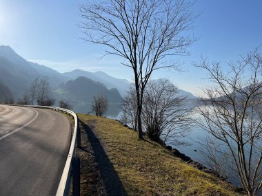 İsviçre 'nin Schwyz kentindeki vadi havzasında Lauerz Gölü (Lauerzersee) etrafında yürüyüş, spor ve dinlenme yolları bulunmaktadır (Schweiz)
