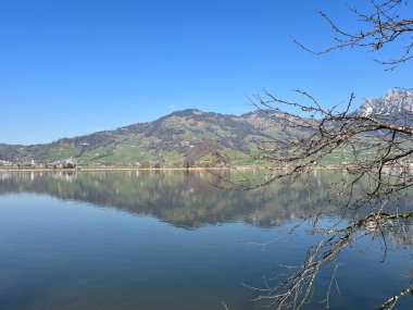 İsviçre 'de Schwyz, İsviçre' de bulunan Lauerzersee im Talkessel von Schwyz, Schweiz
