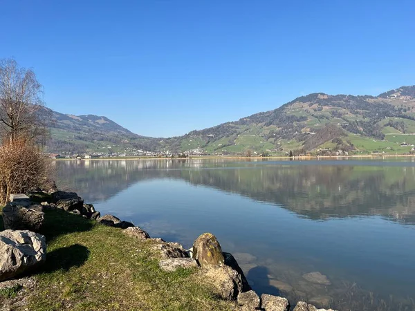 İsviçre 'de Schwyz, İsviçre' de bulunan Lauerzersee im Talkessel von Schwyz, Schweiz