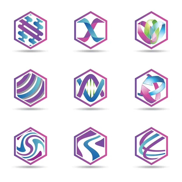 Purple Hexagon Logo Template — Stock Vector