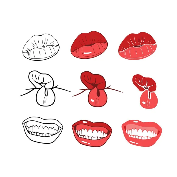 Zeichnungen Vektor Drei Arten Von Lippen — Stockvektor
