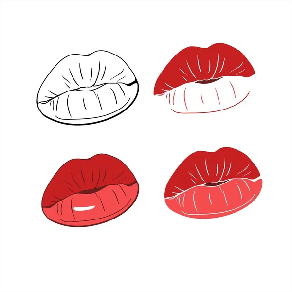 Conjunto Dibujos Vector Beso Caliente — Vector de stock