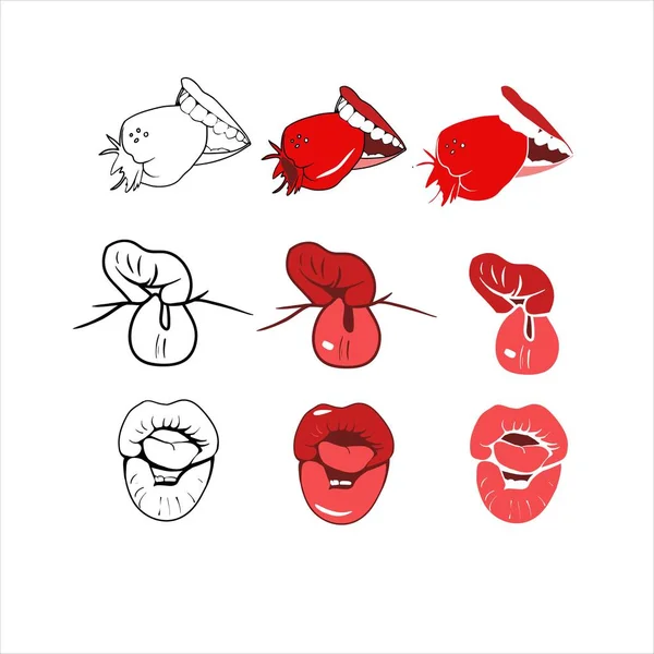 Conjunto Patrones Color Vector Labios — Vector de stock