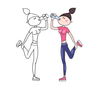 Kız, koşu, süre atlet, vektör çizim