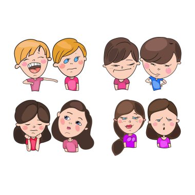 Çizimler, çocuklar ve kızlar, okul çağı, duygu ve ruh bir dizi