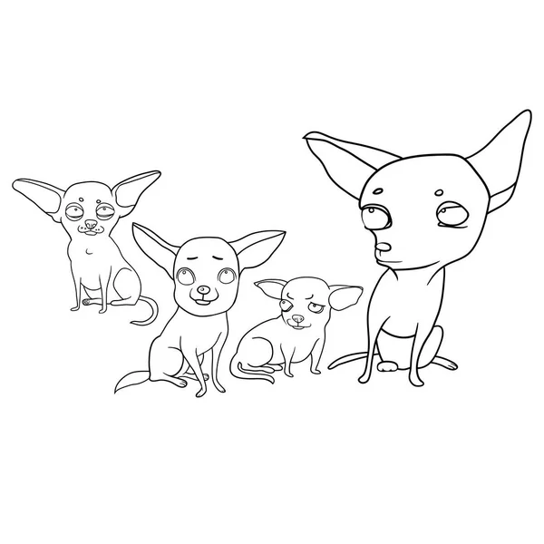 Conjunto Dibujos Vectoriales Perros Divertidos Personajes Dibujos Animados Estados Ánimo — Archivo Imágenes Vectoriales