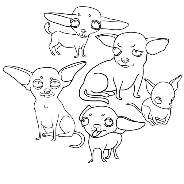 Conjunto Dibujos Vectoriales Perros Divertidos Personajes Dibujos Animados Estados Ánimo — Archivo Imágenes Vectoriales