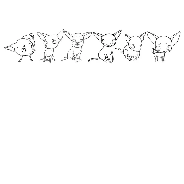 Conjunto Desenhos Vetoriais Cães Engraçados Personagens Desenhos Animados Humores Emoções —  Vetores de Stock