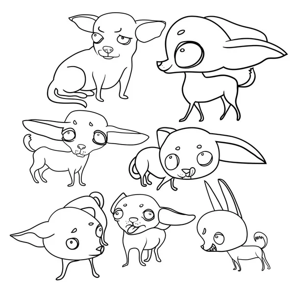 Conjunto Desenhos Vetoriais Cães Engraçados Personagens Desenhos Animados Humores Emoções —  Vetores de Stock
