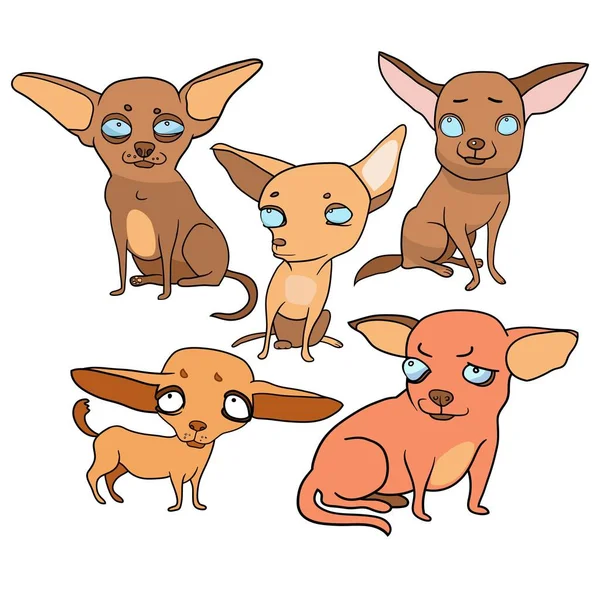 Set Vector Illustrations Funny Cartoon Dogs Mood Emotions Pet Characters — Stock Vector
