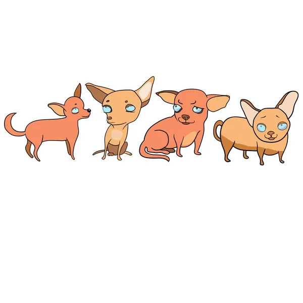 Набір Векторних Ілюстрацій Смішні Мультяшні Собаки Настрій Емоції Домашні Персонажі — стоковий вектор
