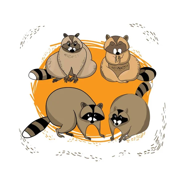 Renk vektör çizim karikatür şirin rakun tebrik kartı Sevgililer günü