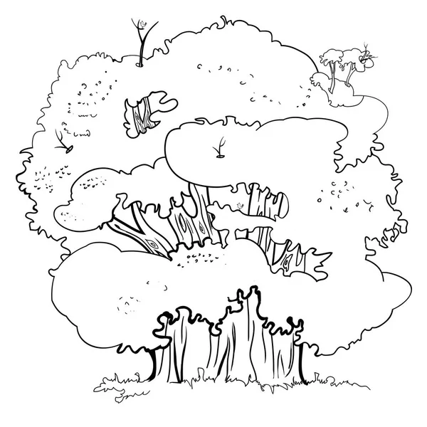 Preto Branco Padrão Linear Vetor Árvore Grande Árvore Vida —  Vetores de Stock