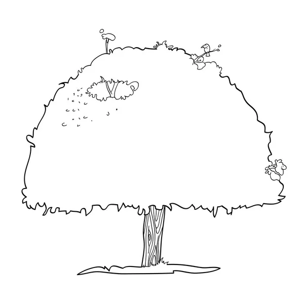 Ilustración Lineal Vectorial Ilustración Dibujada Mano Carácter Dibujos Animados Árbol — Archivo Imágenes Vectoriales