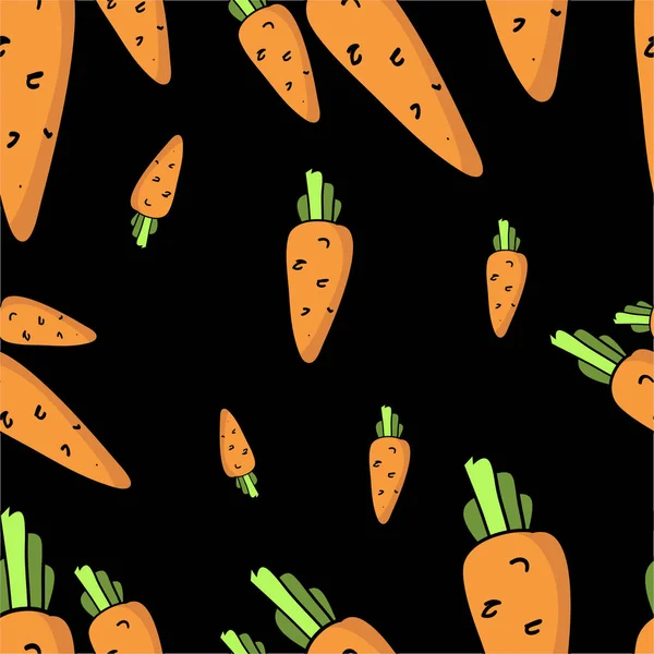 Illustration Vector Funny Cartoon Motifs Seamless Pattern Carrots — Stock Vector