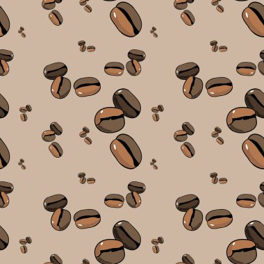 Dikişsiz desen, renk vektör çizim, kahve çekirdekleri