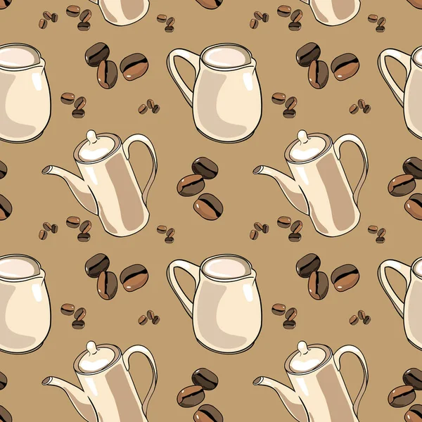 Seamless pattern, color vector illustration, coffee 