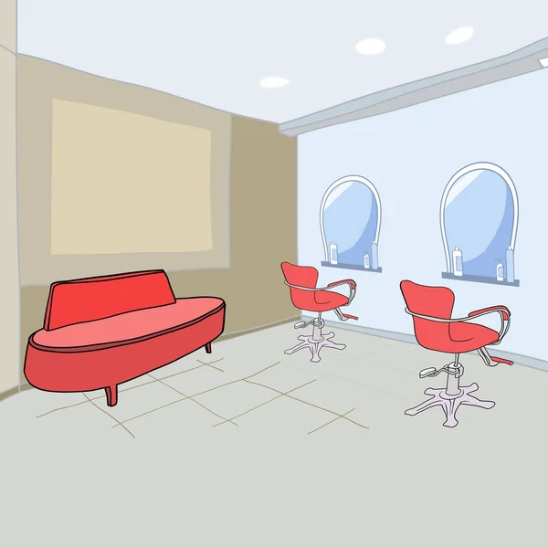 Ilustración Vector Color Lugar Trabajo Peluquero Maestro Salón Interior — Archivo Imágenes Vectoriales