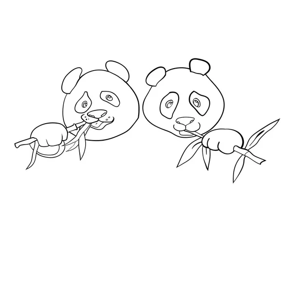 Ilustração Linear Vetorial Ilustração Preto Branco Urso Panda —  Vetores de Stock