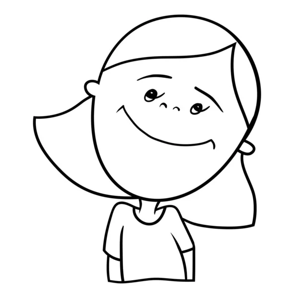 Dibujo Vectorial Libro Para Colorear Personaje Dibujos Animados Chica Sonriente — Archivo Imágenes Vectoriales