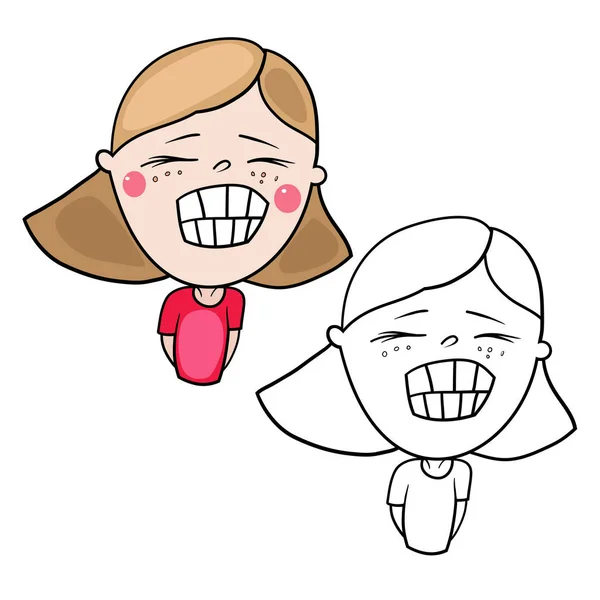 Αστείες Χαρακτήρες Καρτούν Των Κοριτσιών Έκφραση Των Συναισθημάτων Και Της — Διανυσματικό Αρχείο