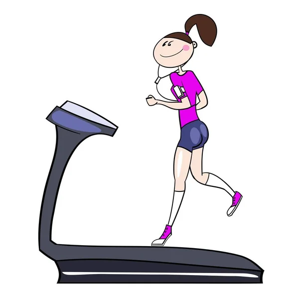 Mädchen Ausgezeichneter Körperlicher Verfassung Ausdauertraining Laufen Sportbekleidung Zeichentrickfigur Farbbildvektor — Stockvektor