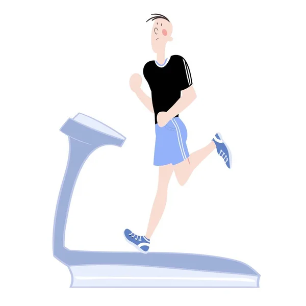 Ένας Νέος Άνθρωπος Που Ασκεί Στο Γυμναστήριο Καρδιαγγειακή Άσκηση Τρέχει — Διανυσματικό Αρχείο
