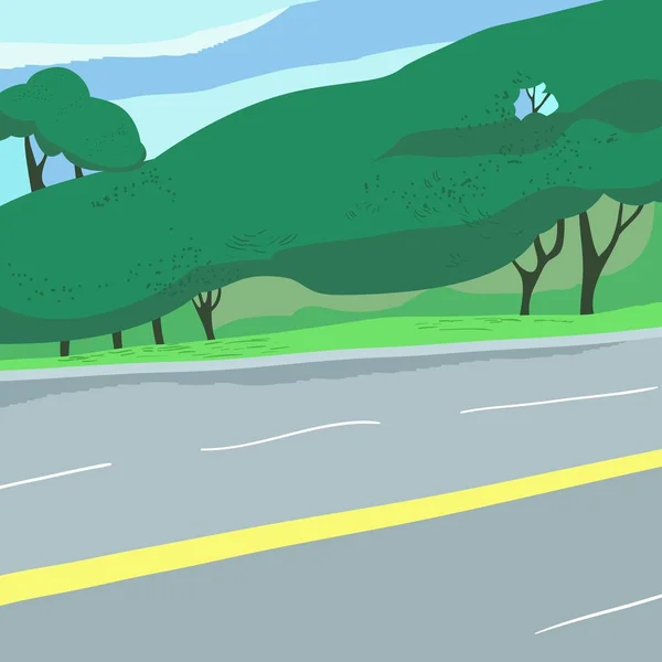 Fresh Summer Morning Landscape Road Route Jogging Color Illustration Vector — Διανυσματικό Αρχείο