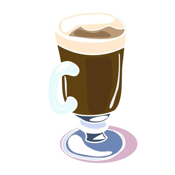 Alto Vaso Café Con Crema Imagen Color Vector Para Diseño — Vector de stock