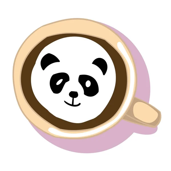 Une Tasse Café Avec Crème Image Panda Sur Crème Image — Image vectorielle