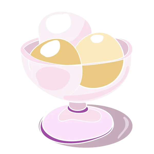 Boules Glace Appétissantes Image Couleur Vase Avec Crème Glacée Illustration — Image vectorielle