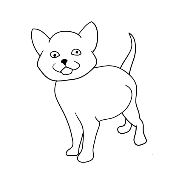 Faule Süße Katze Haustier Schwarz Weißes Lineares Bild Digitale Zeichnung — Stockvektor