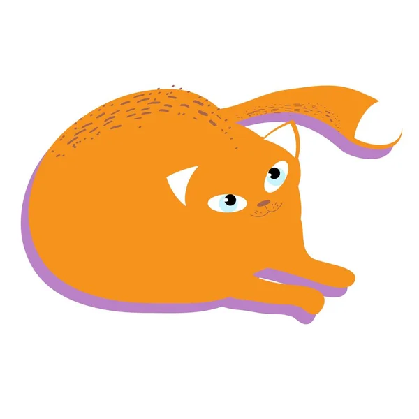 Niedliche Katze Haustier Zeichentrickfigur Handgezeichnet Digitale Zeichnung Farbabbildung Vektor — Stockvektor