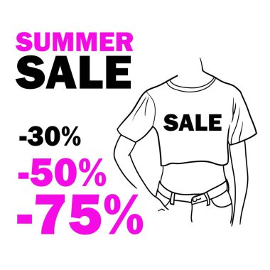 Moda gençlik giyim mağazasında reklam satış için ayarlayın, vektör çizilmiş grafik